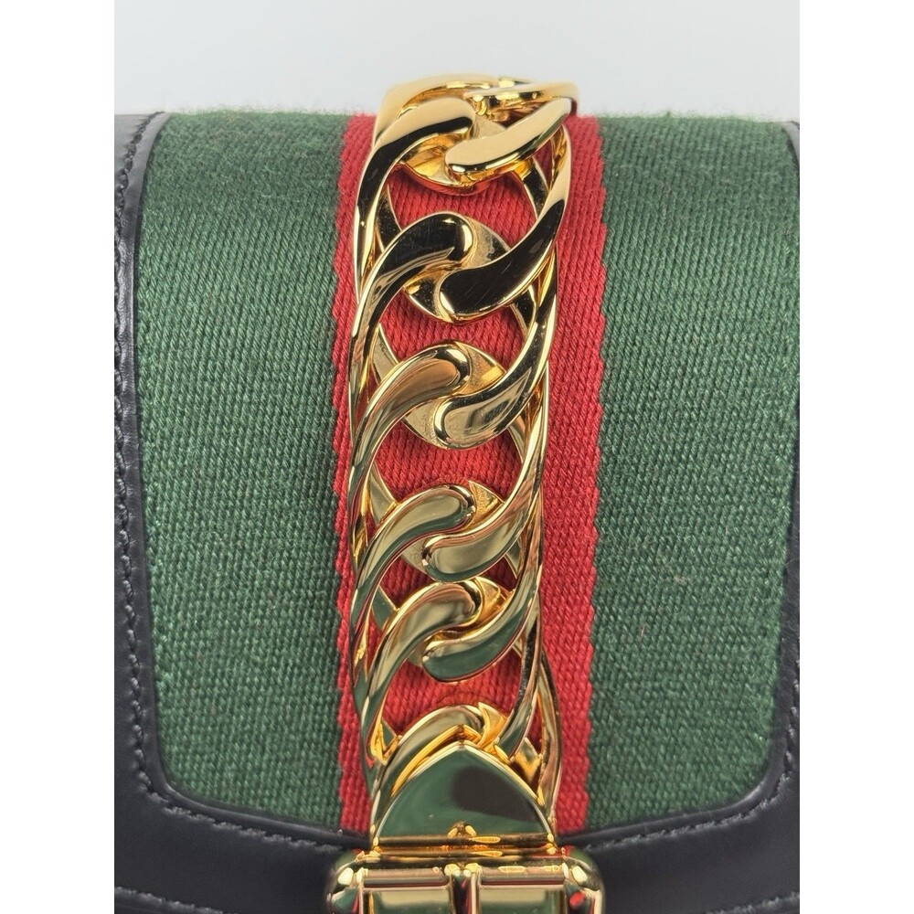 Gucci Sylvie Web Black Leather Shoulder Bag with dust bag & COA authenticated - Picture 15 of 16
